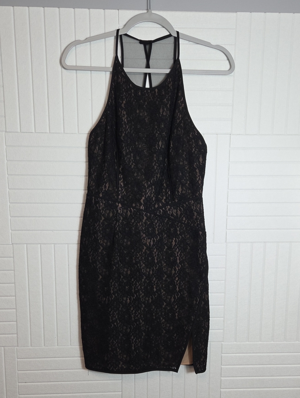 BCBG Max Azria Black Lace Mesh Back Mini Dress Size 2